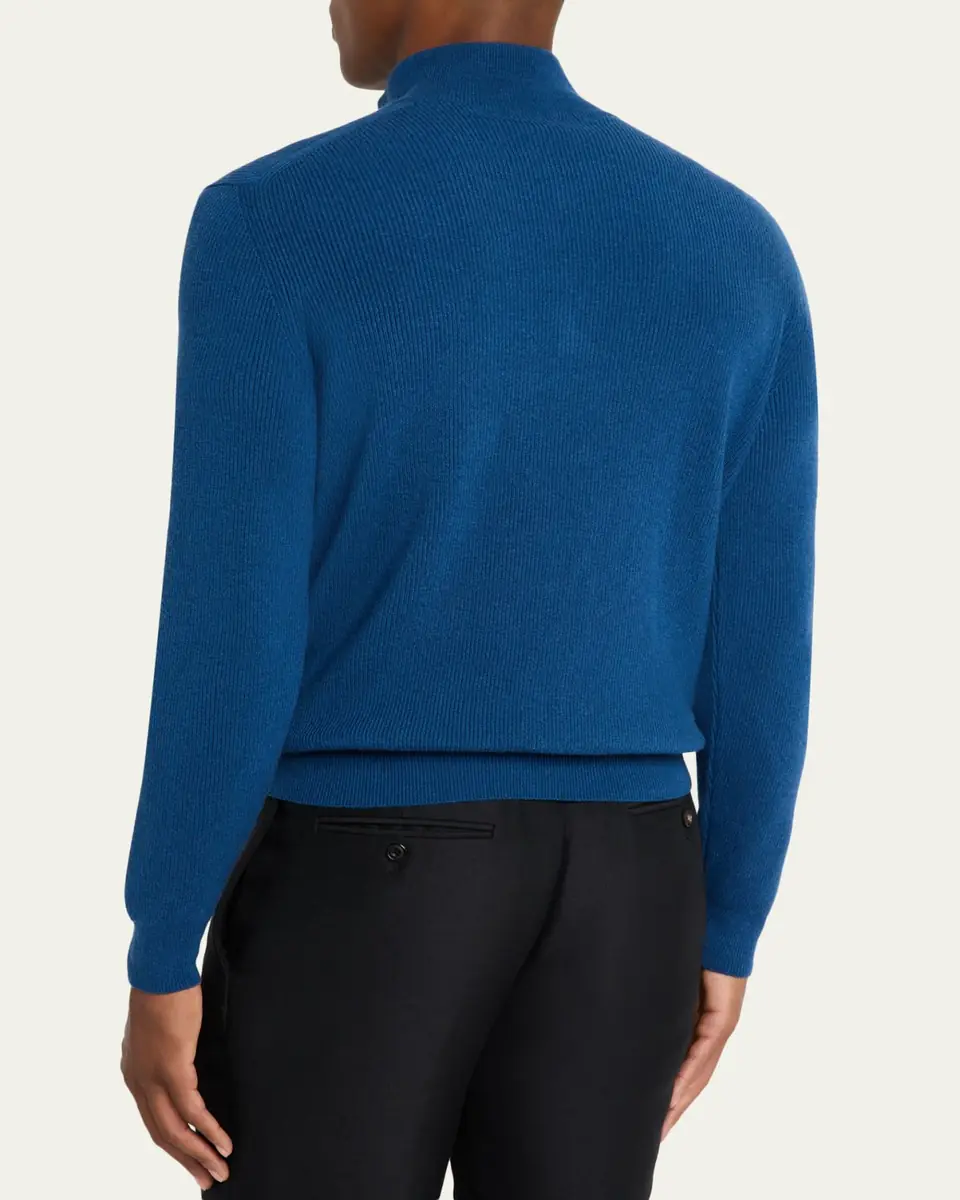 Cesare Attolini Men's Cashmere Rib Half-Zip Sweater | Thumbnail 3 Cesare Attolini Men's Cashmere Rib Half-Zip Sweater | Thumbnail 3