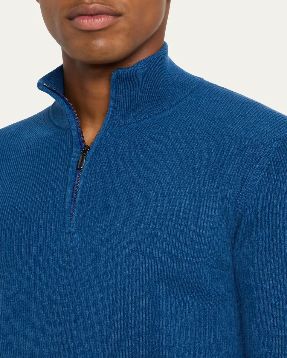 Cesare Attolini Men's Cashmere Rib Half-Zip Sweater | Thumbnail 5 Cesare Attolini Men's Cashmere Rib Half-Zip Sweater | Thumbnail 5