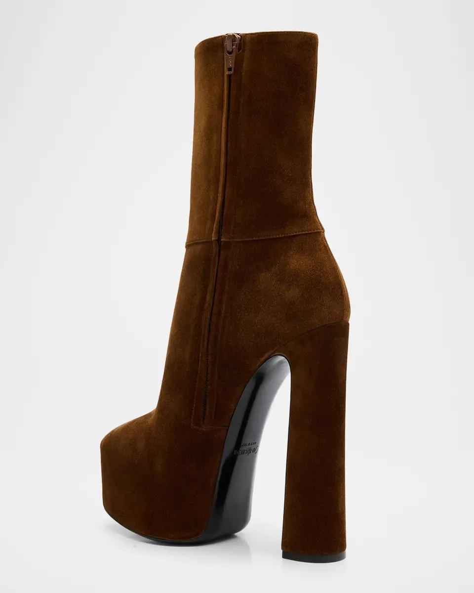 Saint Laurent Nico Platform Suede Booties | Thumbnail 3