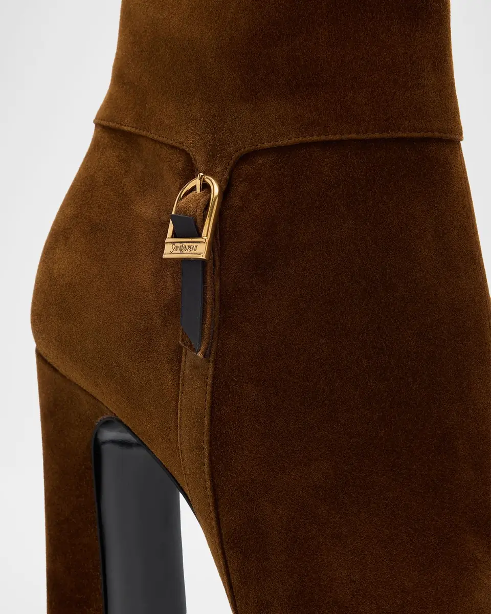 Saint Laurent Nico Platform Suede Booties | Thumbnail 5