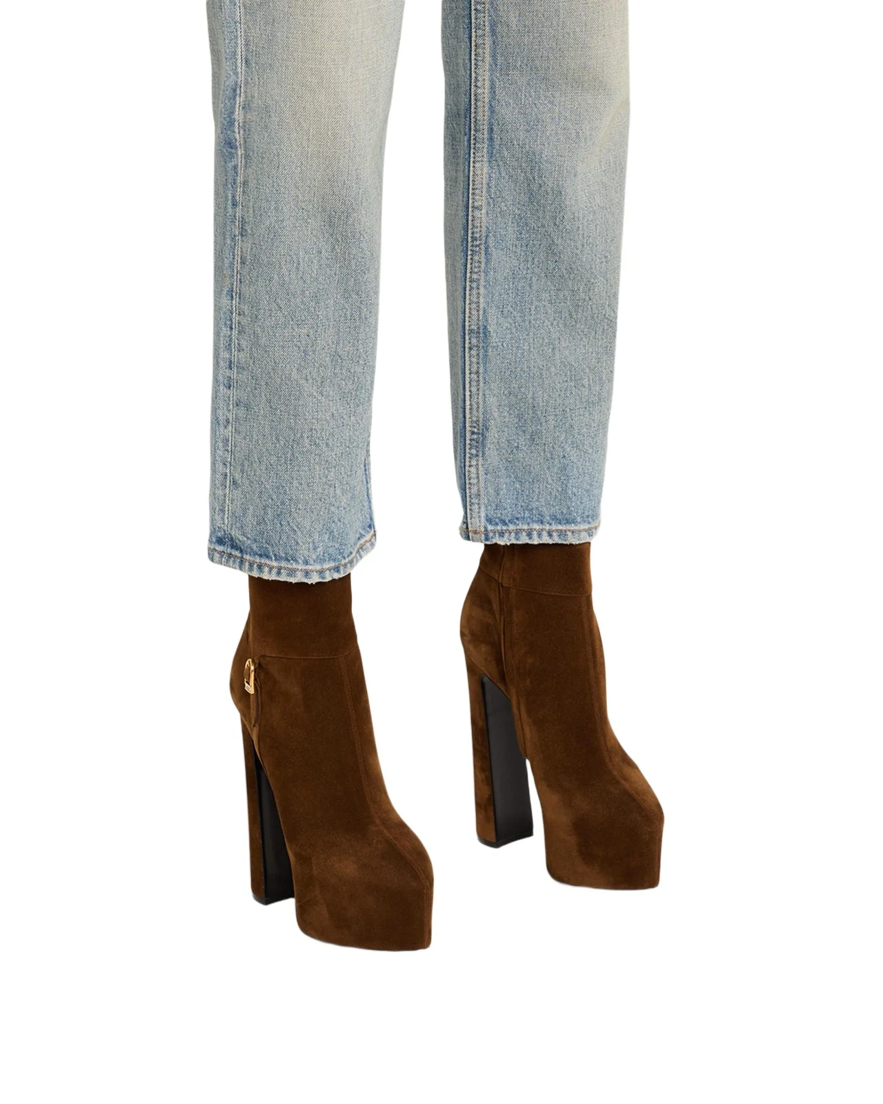 Saint Laurent Nico Platform Suede Booties