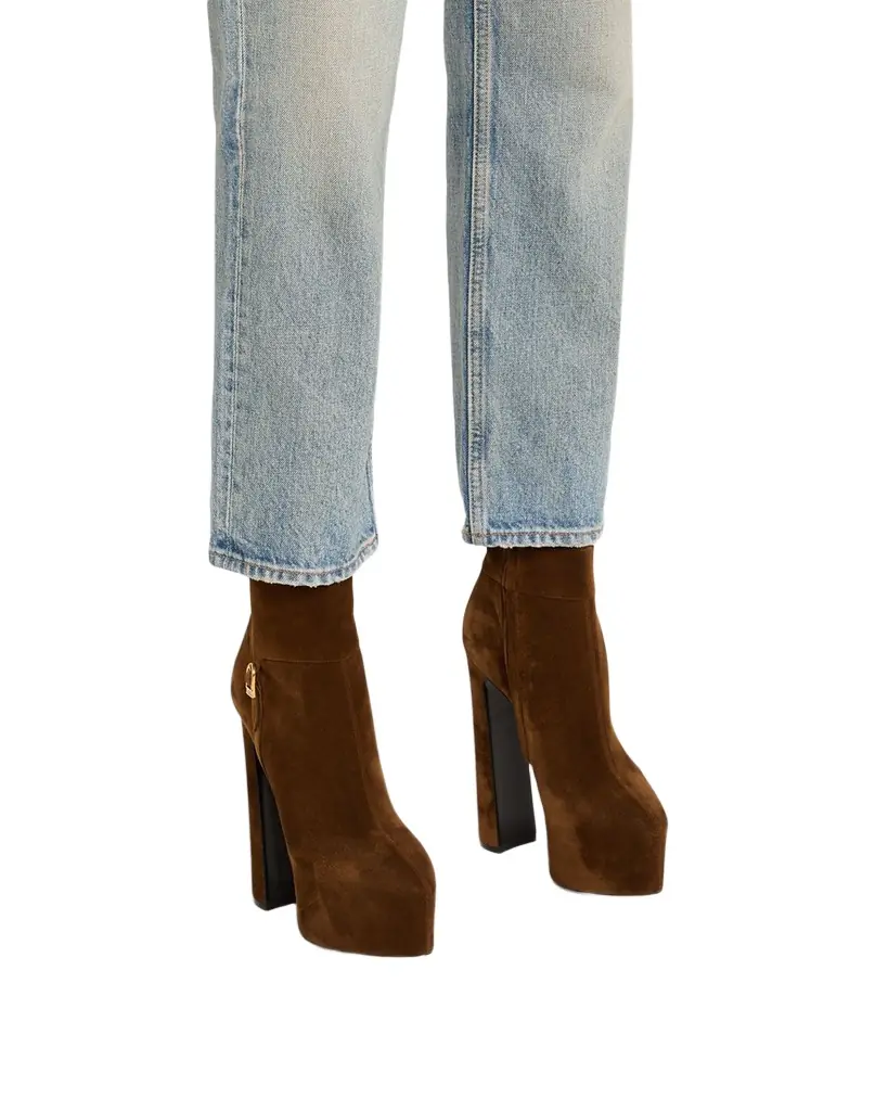Saint Laurent Nico Platform Suede Booties | Image 1 Saint Laurent Nico Platform Suede Booties | Image 1