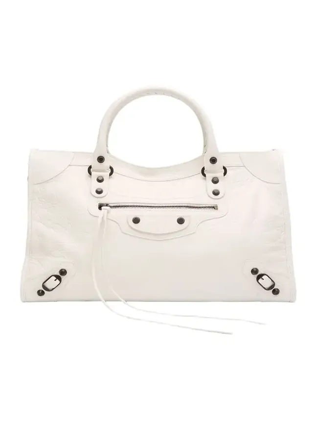 Balenciaga Le City Medium Crinkled Leather Top-Handle Bag
