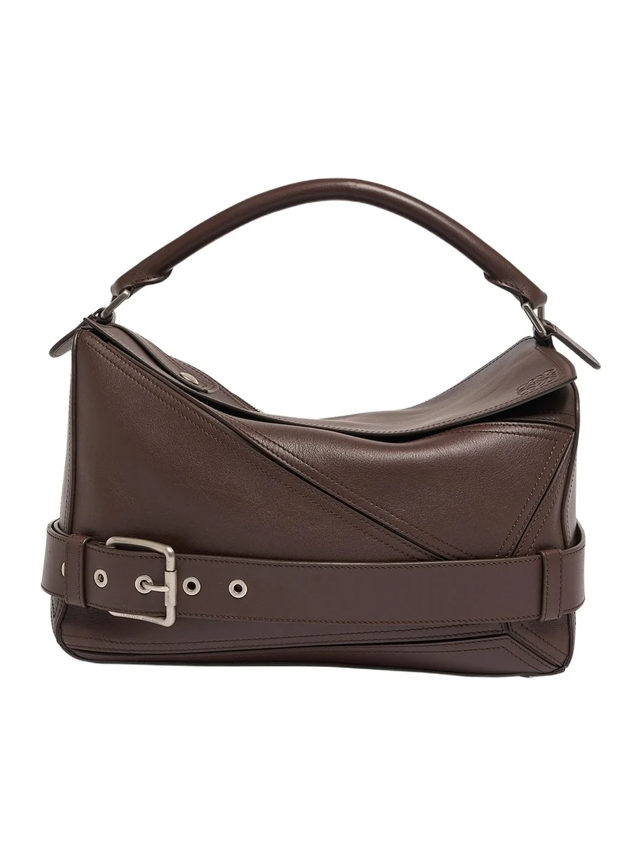 Men's Large Leather Biker Puzzle Shoulder Bag