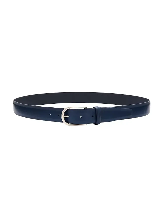 Men's Round-Buckle Leather Belt