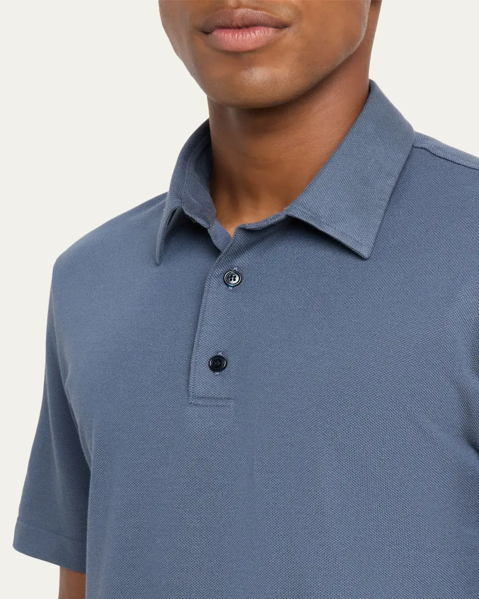 Brioni Men's Jersey Pique Polo Shirt | Thumbnail 5 Brioni Men's Jersey Pique Polo Shirt | Thumbnail 5