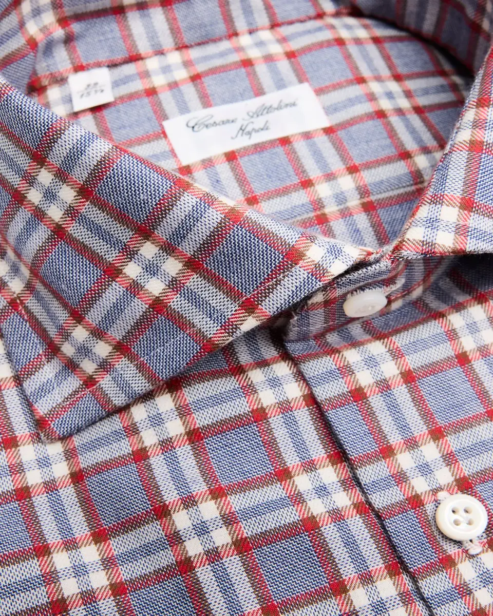 Cesare Attolini Men's Plaid Cotton Barrel-Cuff Sport Shirt | Thumbnail 2