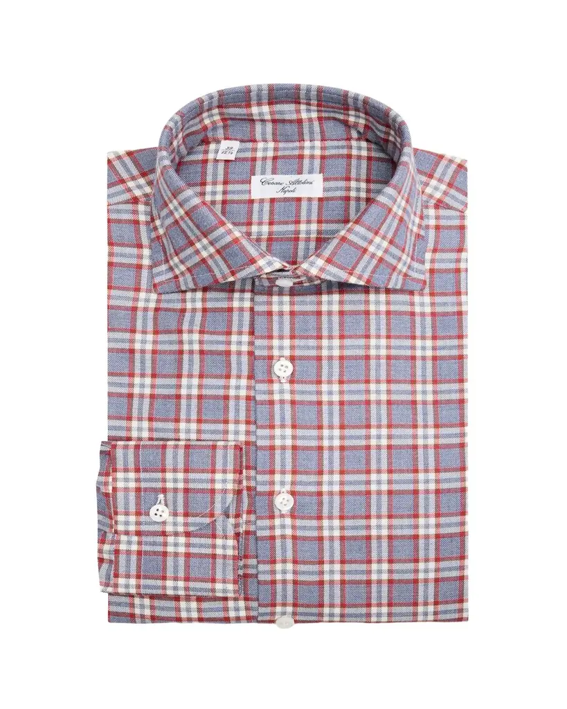 Cesare Attolini Men's Plaid Cotton Barrel-Cuff Sport Shirt | Image 1 Cesare Attolini Men's Plaid Cotton Barrel-Cuff Sport Shirt | Image 1