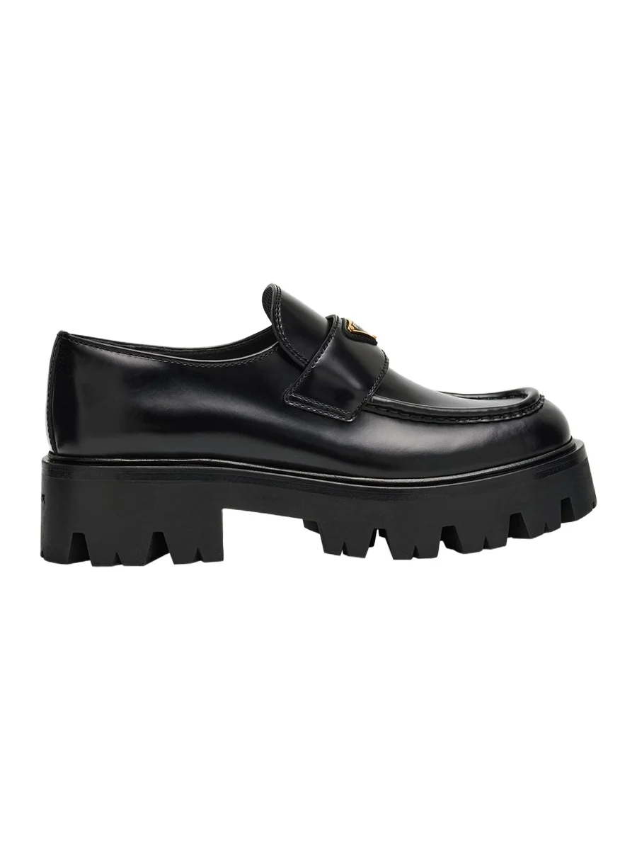 Platform Leather Triangle Logo Loafers Platform Leather Triangle Logo Loafers