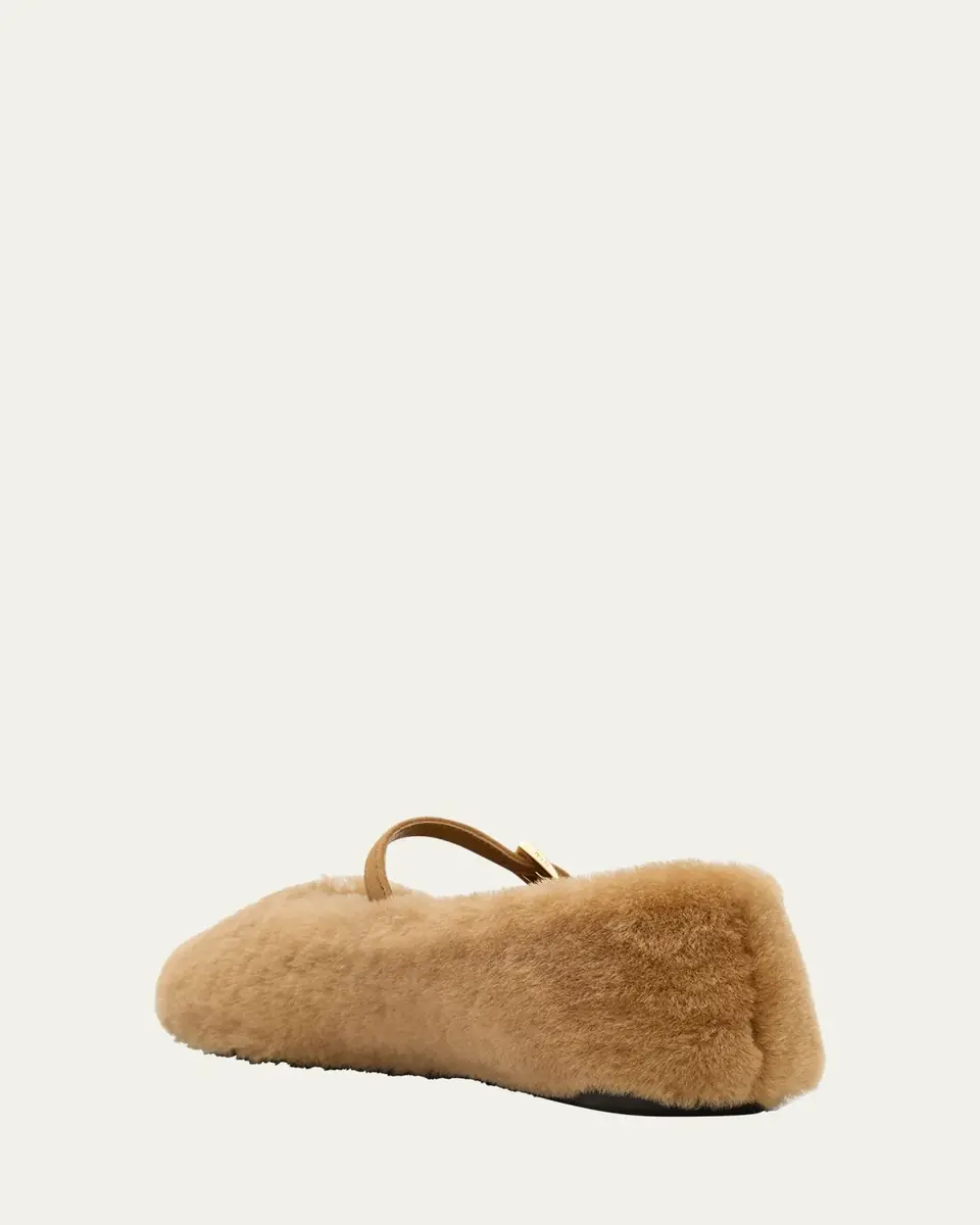 Prada Shearling Mary Jane Ballerina Flats | Thumbnail 4 Prada Shearling Mary Jane Ballerina Flats | Thumbnail 4