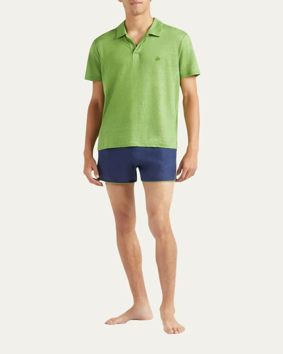 Vilebrequin Men's Pyramid Linen Polo Shirt | Thumbnail 2 Vilebrequin Men's Pyramid Linen Polo Shirt | Thumbnail 2