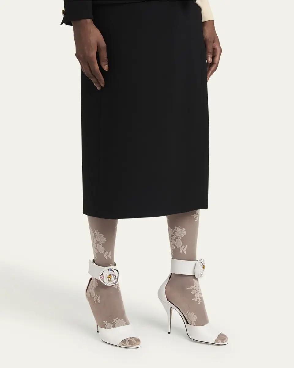 Valentino Garavani Embellished Rose Leather Sandals | Thumbnail 2 Valentino Garavani Embellished Rose Leather Sandals | Thumbnail 2