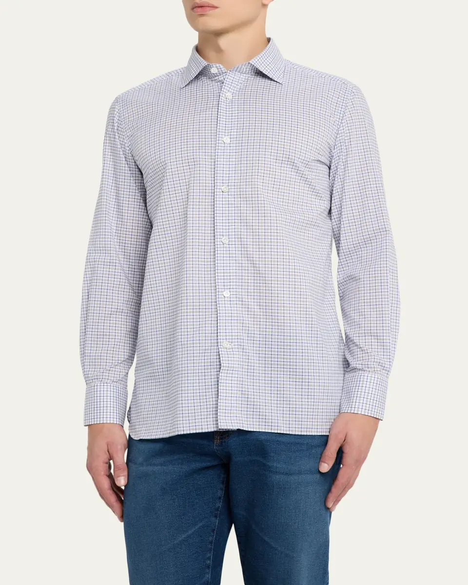 100Hands Men's Cotton Tattersall Check Classic-Fit Sport Shirt | Thumbnail 4 100Hands Men's Cotton Tattersall Check Classic-Fit Sport Shirt | Thumbnail 4
