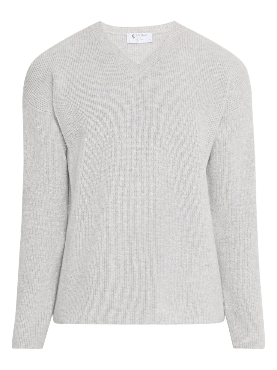 Men's Cashmere and Wool Rib V-Neck Sweater Men's Cashmere and Wool Rib V-Neck Sweater