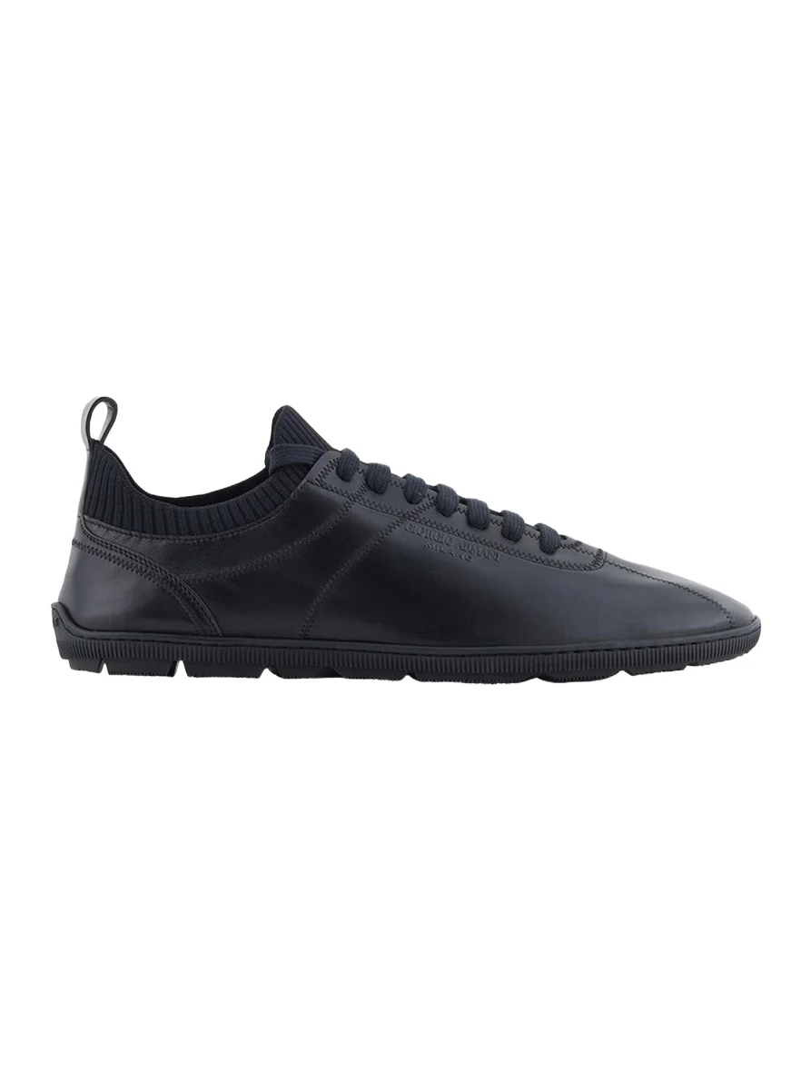 Men's Leather Knit-Lining Low-Top Sneakers Men's Leather Knit-Lining Low-Top Sneakers
