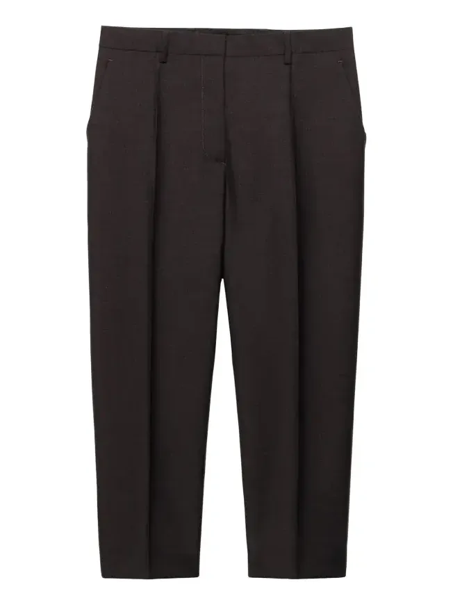 Prada Cropped Wool Check Tailored Pants
