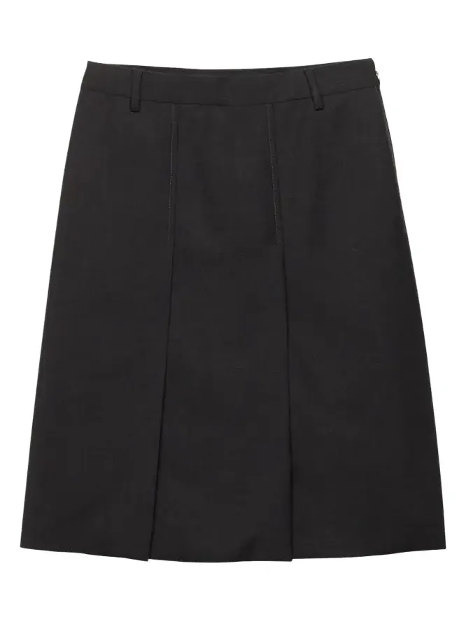 Grisaglia Check Pleated Slit Skirt Grisaglia Check Pleated Slit Skirt