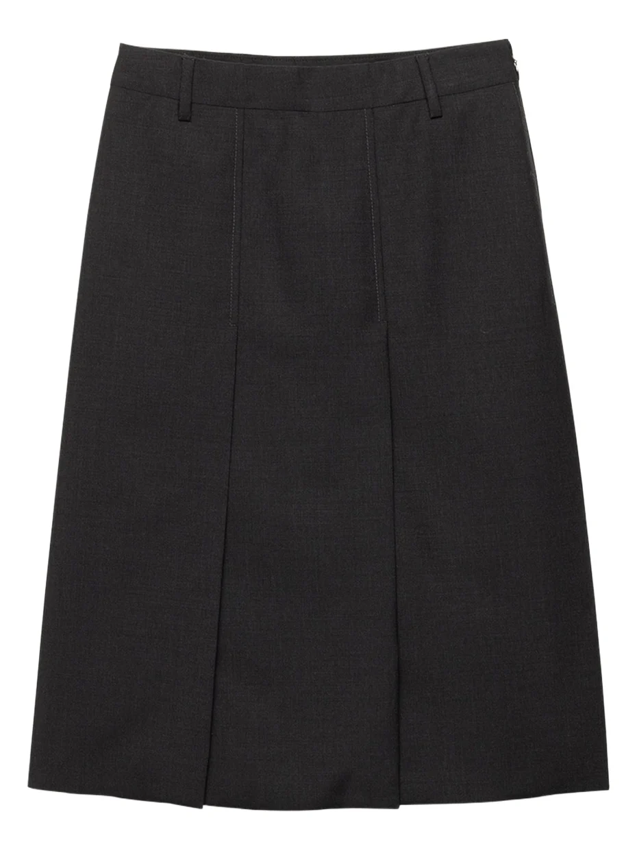 Grisaglia Check Pleated Slit Skirt