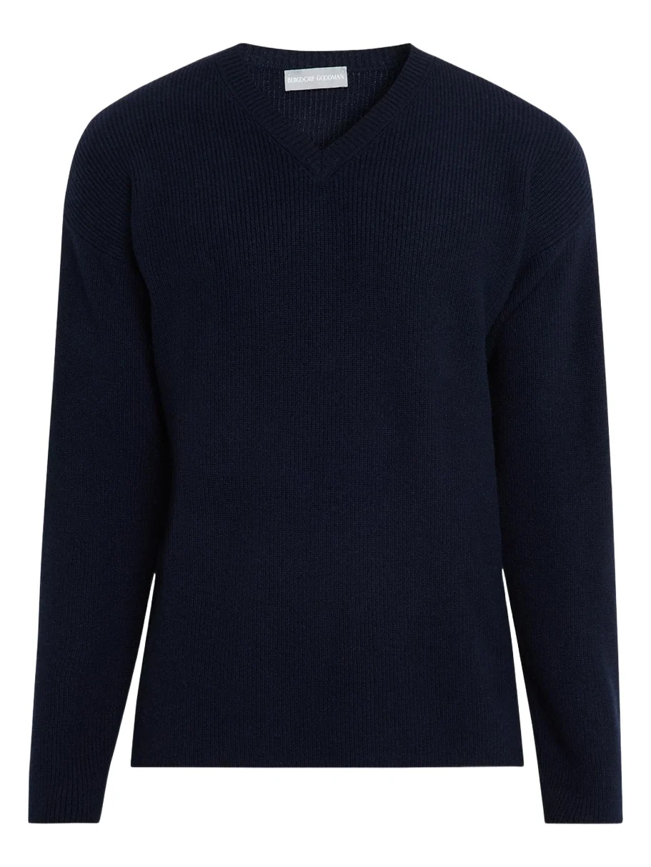 Bergdorf Goodman Men's Cashmere and Wool Rib V-Neck Sweater
