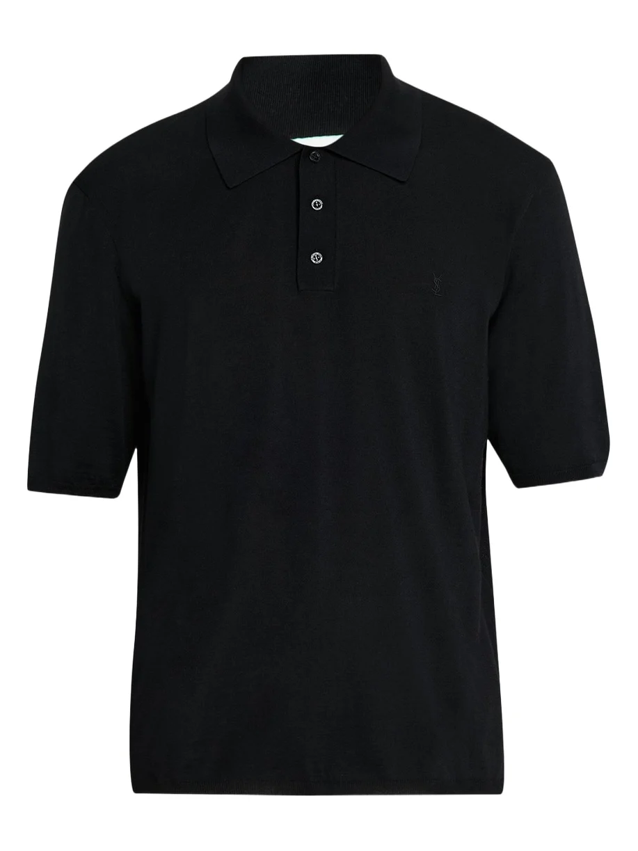 Saint Laurent Men's Cassandre Wool Short-Sleeved Polo Shirt