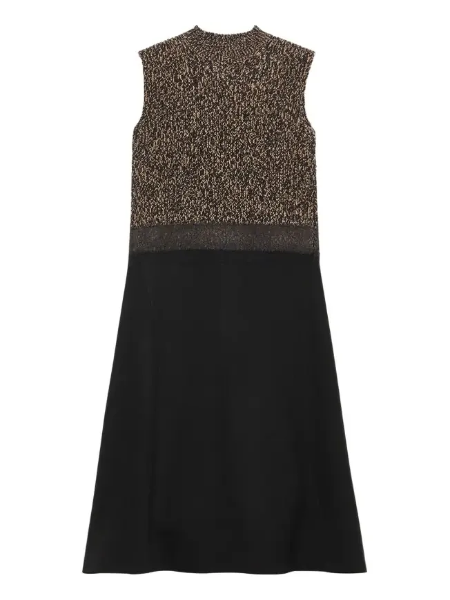 Shetland Mouline Sleeveless Two-Tone Midi Dress Shetland Mouline Sleeveless Two-Tone Midi Dress