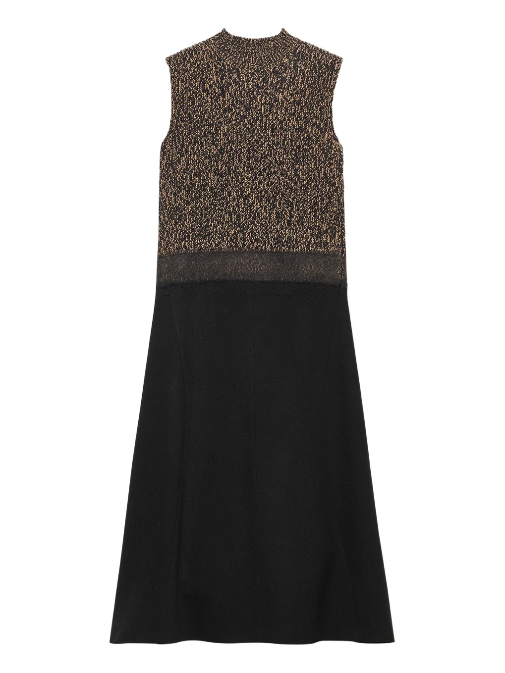 Shetland Mouline Sleeveless Two-Tone Midi Dress
