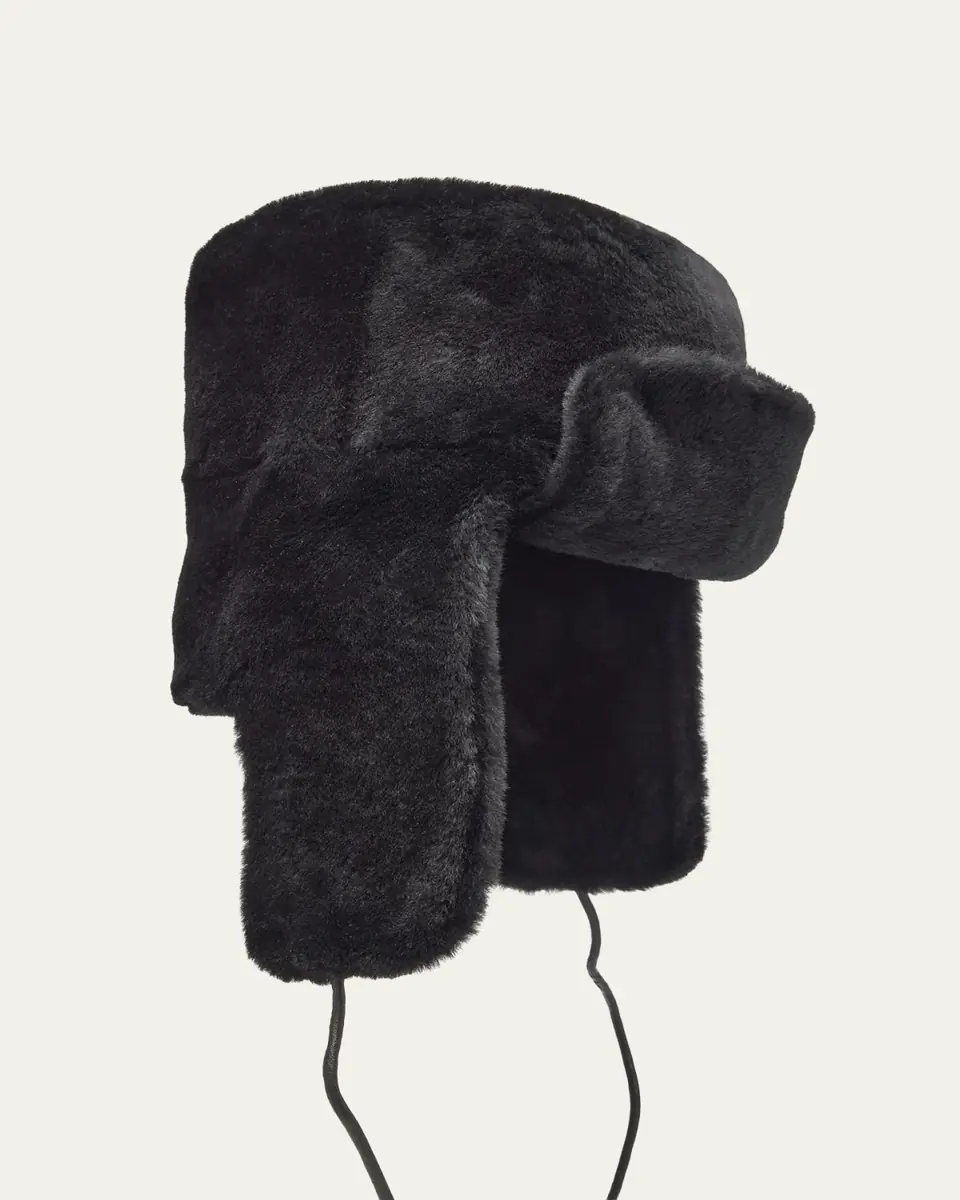 Pologeorgis Men's Merino Shearling Trapper Hat | Thumbnail 2