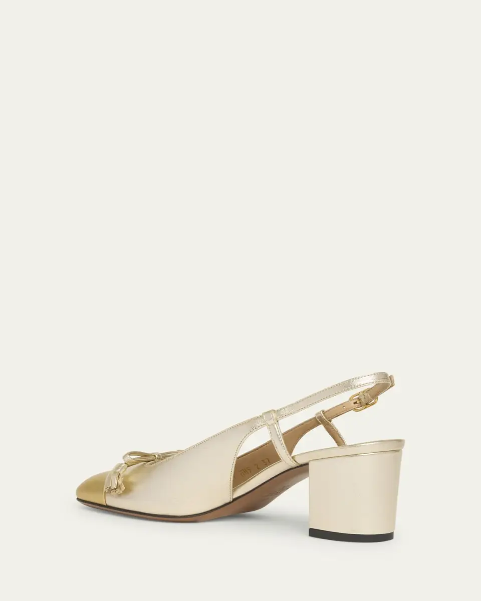 Valentino Garavani Valet Du Roi VLogo Metallic Leather Slingback Pumps | Thumbnail 2