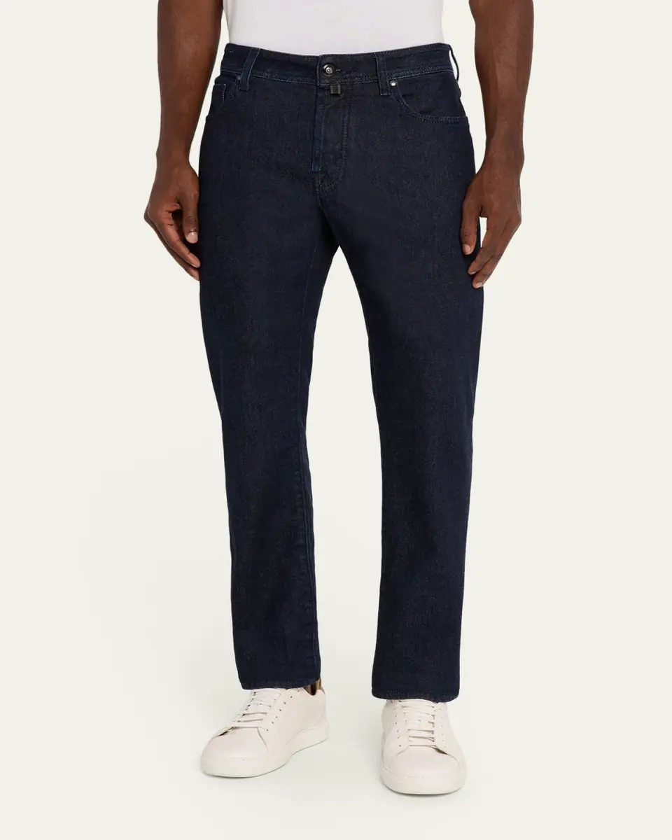 Jacob Cohen Men's Bard Overdyed Dark Blue Denim Slim Fit Jeans | Thumbnail 4 Jacob Cohen Men's Bard Overdyed Dark Blue Denim Slim Fit Jeans | Thumbnail 4