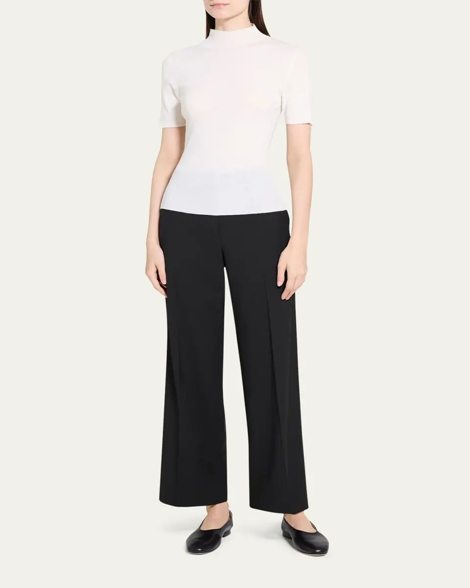 Theory Leenda Regal Merino Wool Short-Sleeve Mock-Neck Top | Thumbnail 2