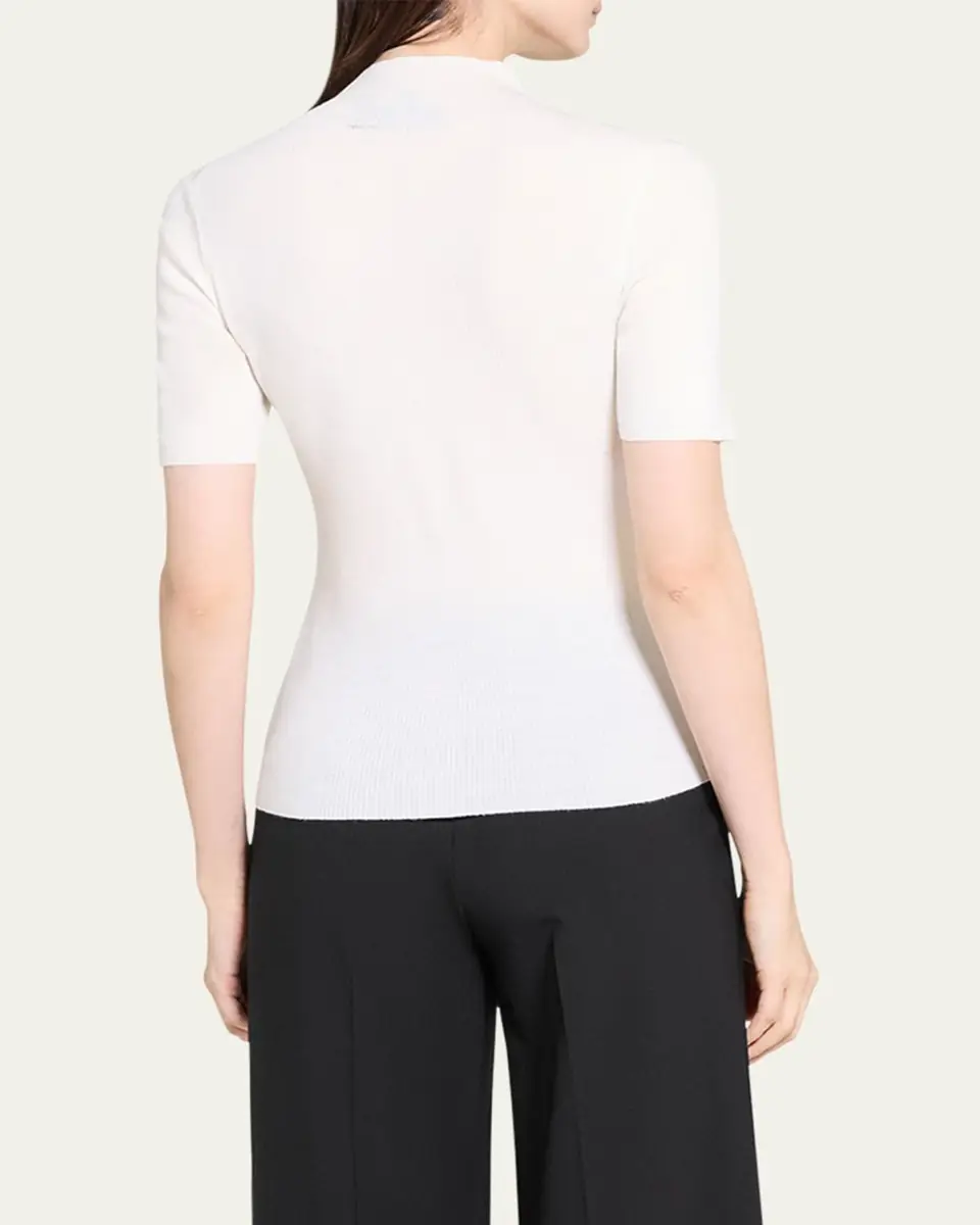 Theory Leenda Regal Merino Wool Short-Sleeve Mock-Neck Top | Thumbnail 3