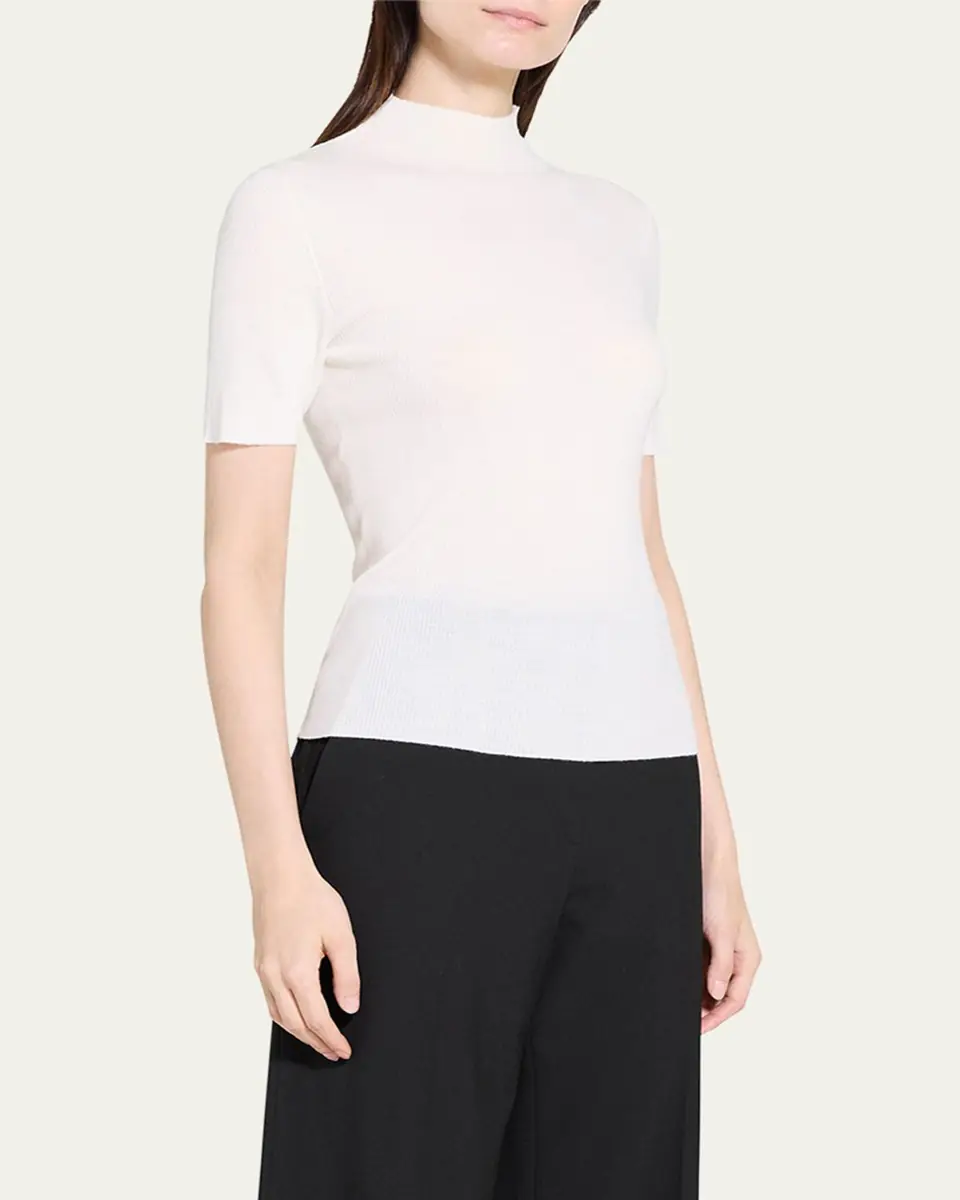 Theory Leenda Regal Merino Wool Short-Sleeve Mock-Neck Top | Thumbnail 4