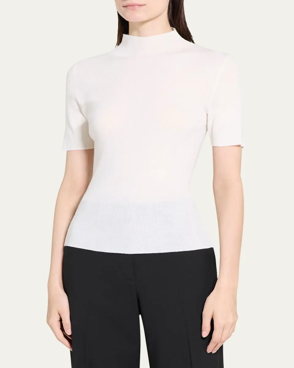 Theory Leenda Regal Merino Wool Short-Sleeve Mock-Neck Top | Thumbnail 5