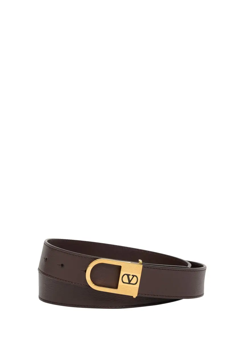 Valentino Garavani Men's Leather VLogo-Buckle Belt | Thumbnail 3