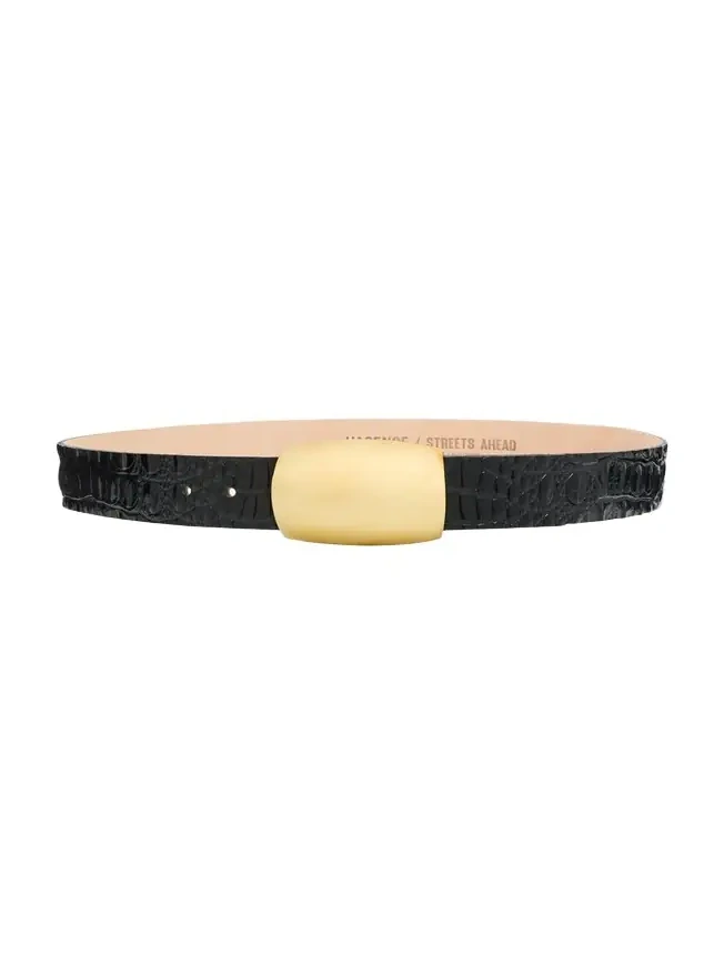Milou Croc-Embossed Leather Belt