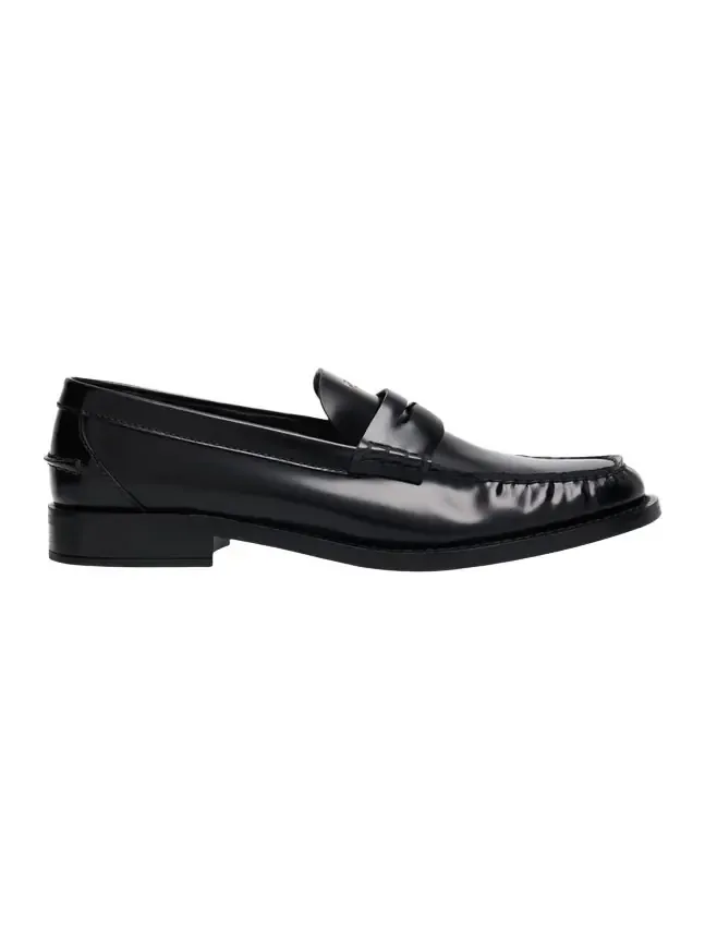 Leather Ruched Penny Loafers