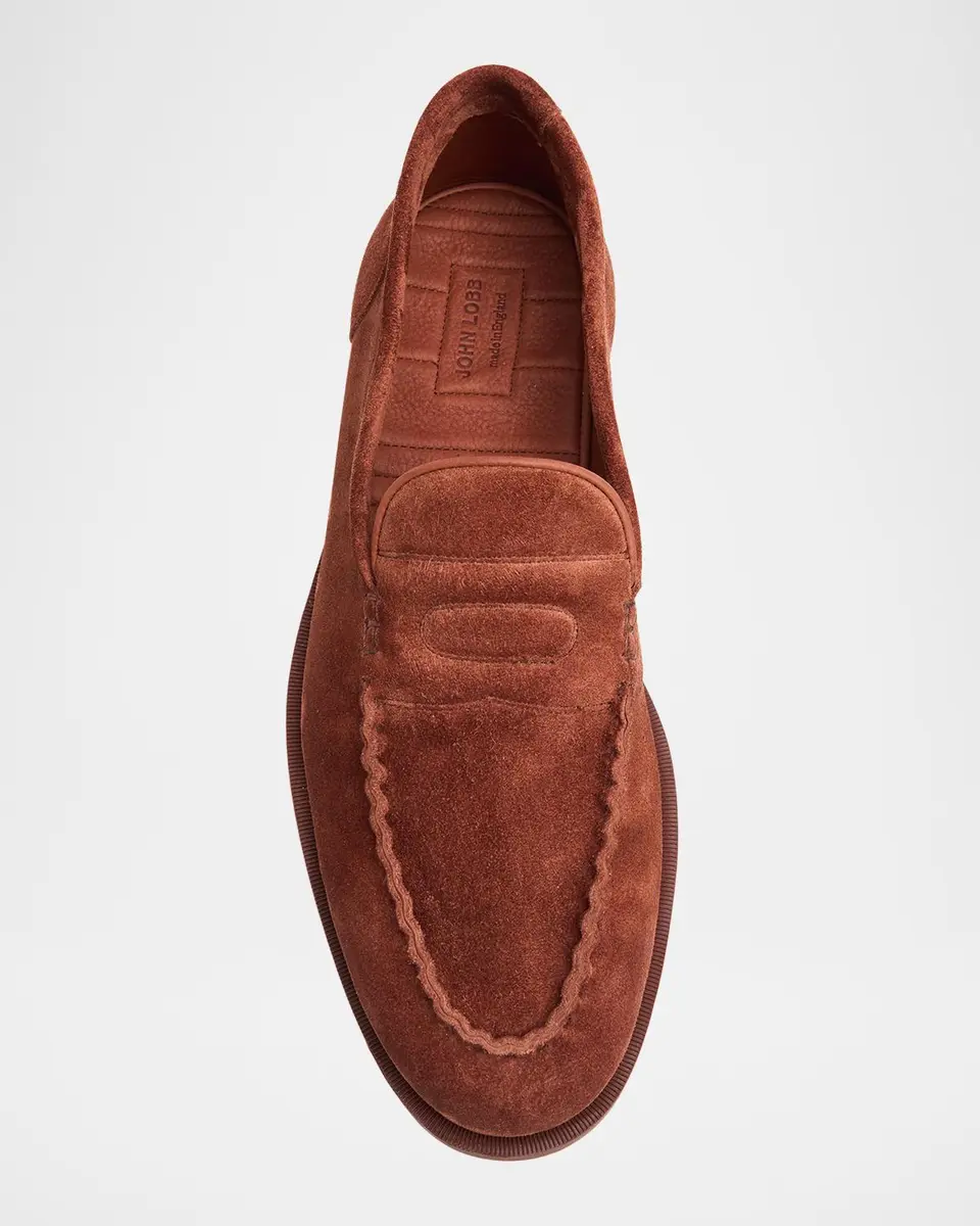 John Lobb Men's Pace Suede Penny Loafers | Thumbnail 4 John Lobb Men's Pace Suede Penny Loafers | Thumbnail 4