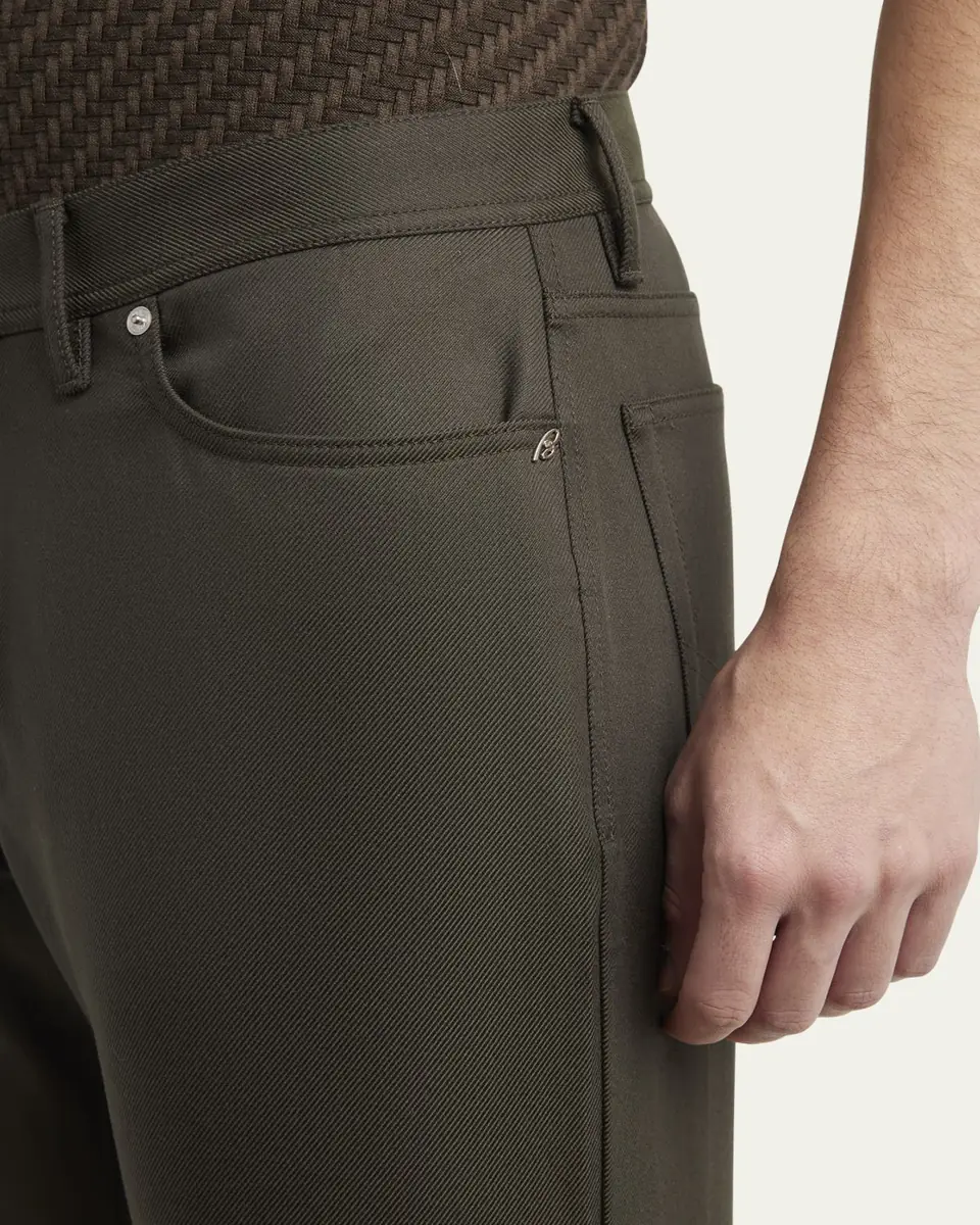 Brioni Men's Slim Twill Five-Pocket Pants | Thumbnail 5