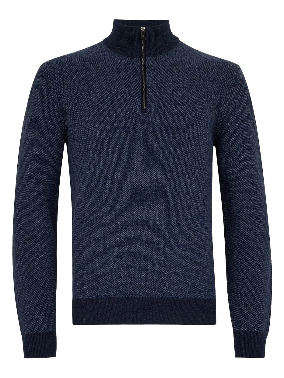 Men's Birdseye Cashmere Quarter-Zip Sweater
