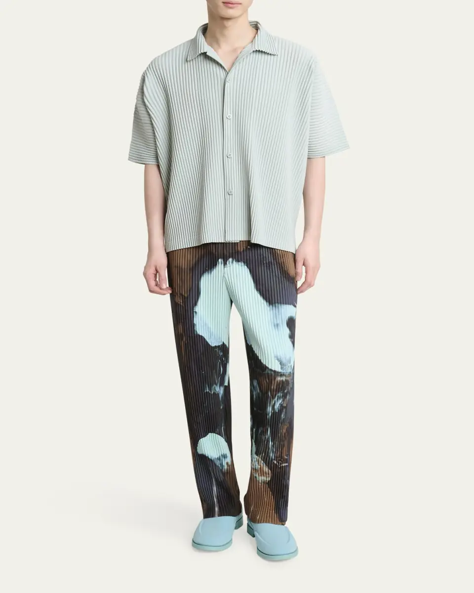 Homme Plissé Issey Miyake Men's Pleated Oversized Polo Shirt | Thumbnail 2 Homme Plissé Issey Miyake Men's Pleated Oversized Polo Shirt | Thumbnail 2