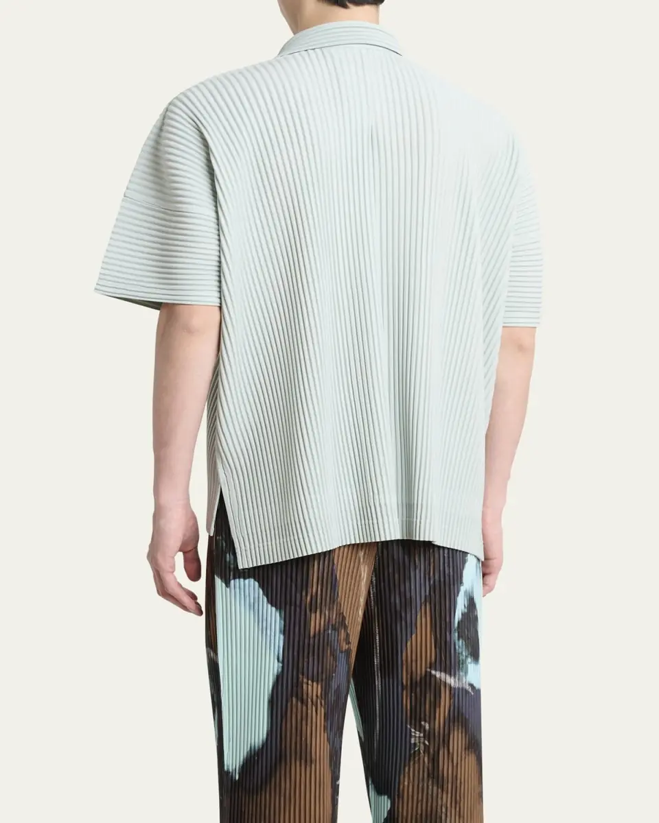 Homme Plissé Issey Miyake Men's Pleated Oversized Polo Shirt | Thumbnail 3 Homme Plissé Issey Miyake Men's Pleated Oversized Polo Shirt | Thumbnail 3