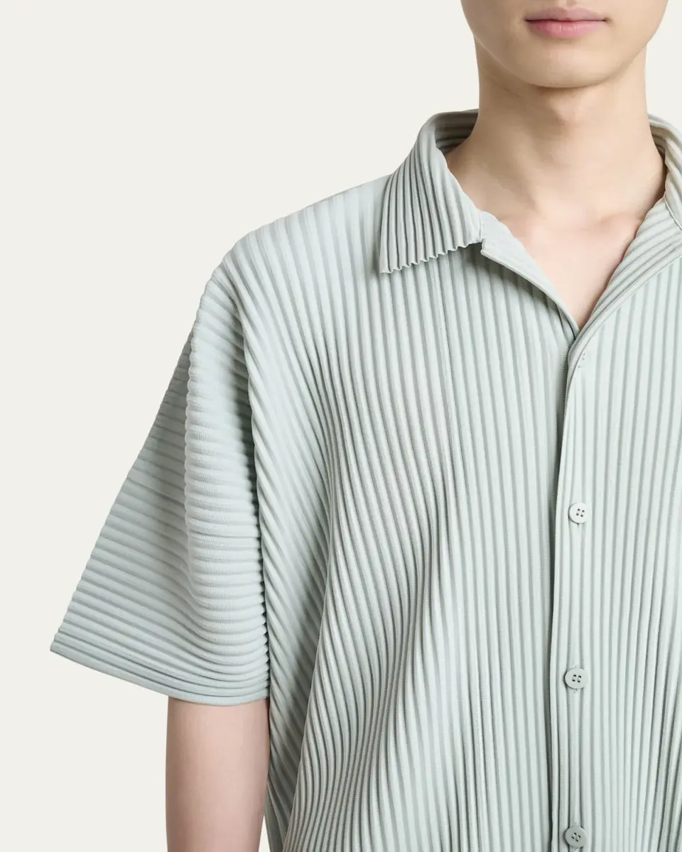 Homme Plissé Issey Miyake Men's Pleated Oversized Polo Shirt | Thumbnail 5 Homme Plissé Issey Miyake Men's Pleated Oversized Polo Shirt | Thumbnail 5
