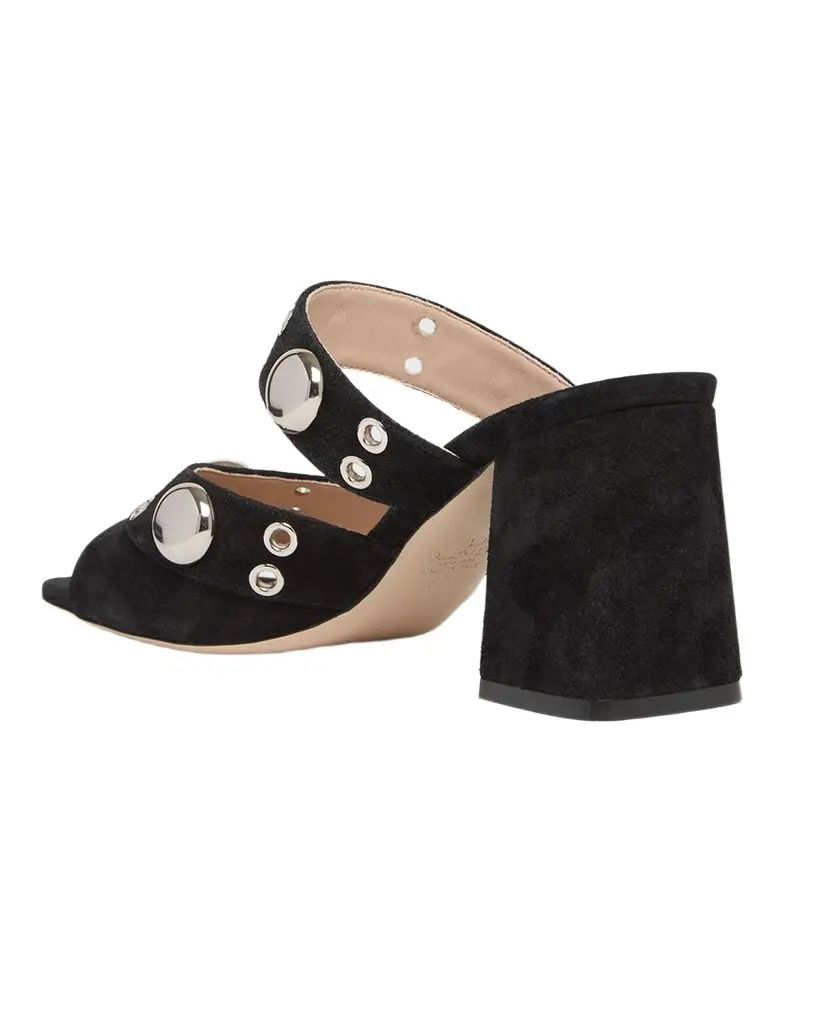Valentino Garavani 75mm Studded Suede Mule Sandals | Image 1 Valentino Garavani 75mm Studded Suede Mule Sandals | Image 1
