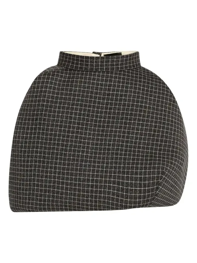 Windowpane Check Padded Bubble Skirt