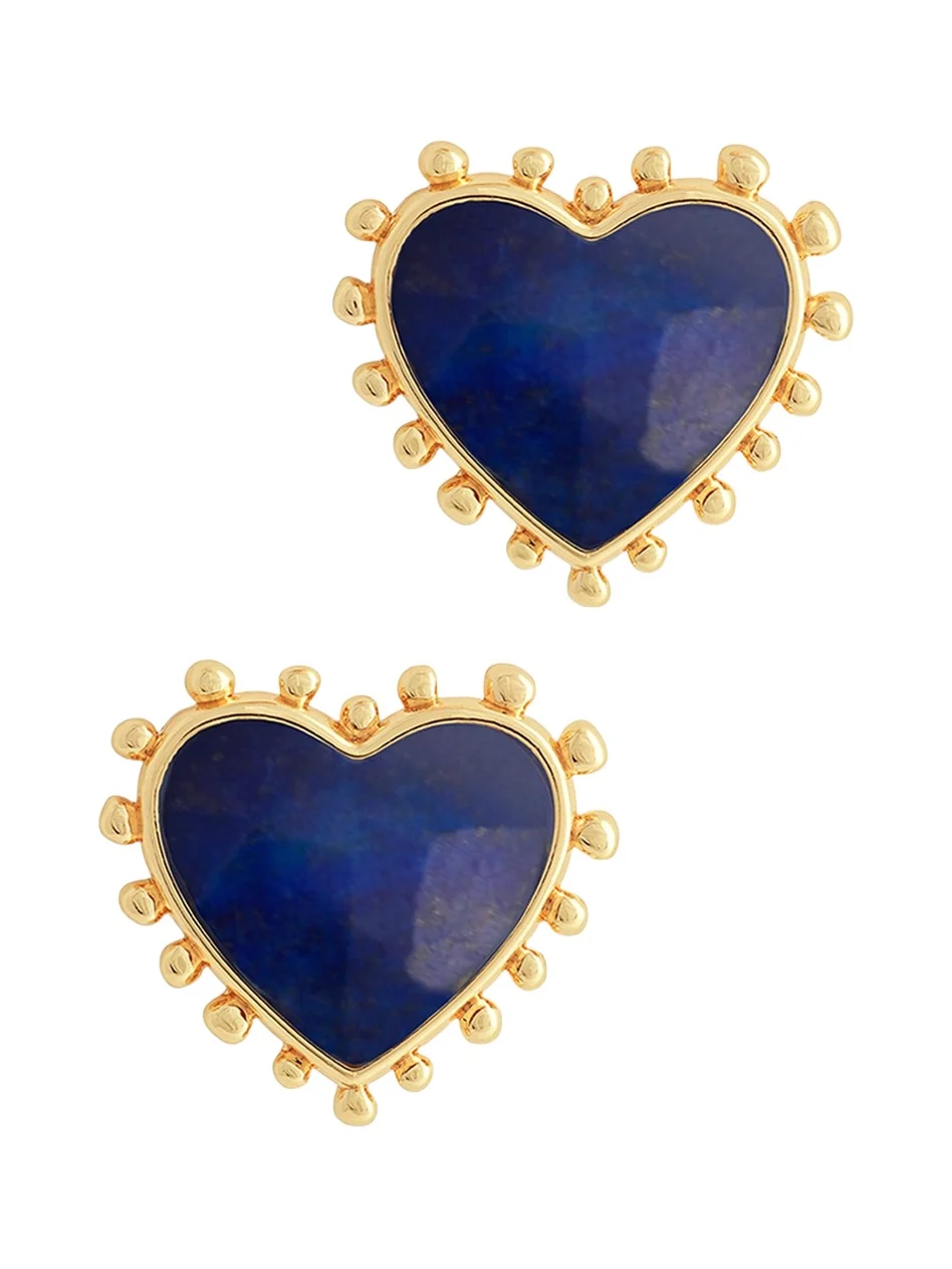 Anabel Aram Jewelry Heart Stone Stud Earrings