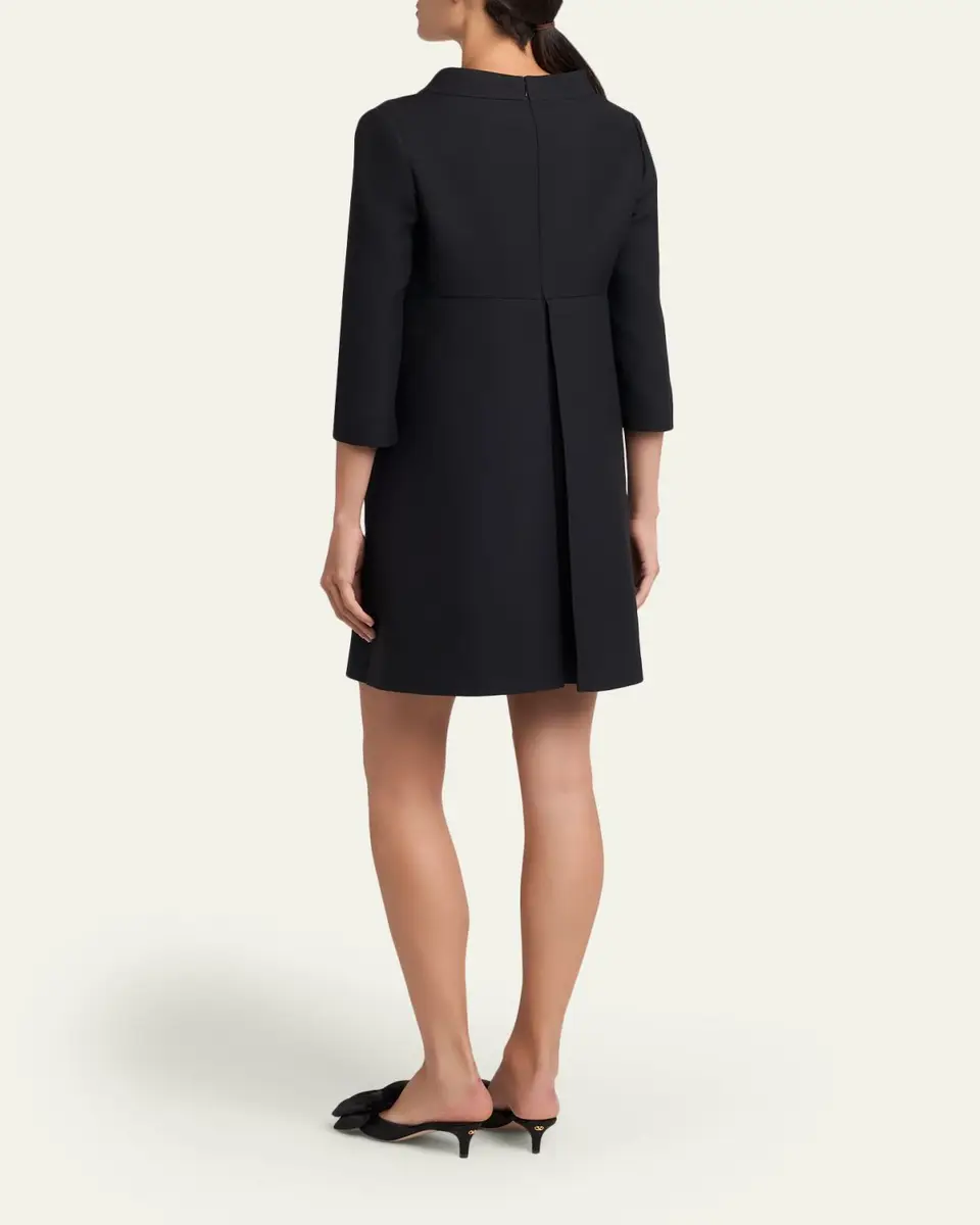 Valentino Garavani Crystal-Button 3/4-Sleeve Crepe Mini Dress | Thumbnail 3 Valentino Garavani Crystal-Button 3/4-Sleeve Crepe Mini Dress | Thumbnail 3