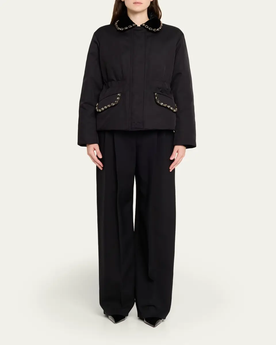 Dolce & Gabbana Crystal Velvet-Collar Nylon Barn Jacket | Thumbnail 2