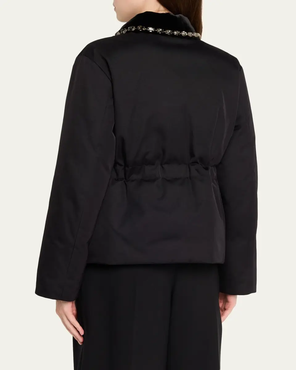 Dolce & Gabbana Crystal Velvet-Collar Nylon Barn Jacket | Thumbnail 3
