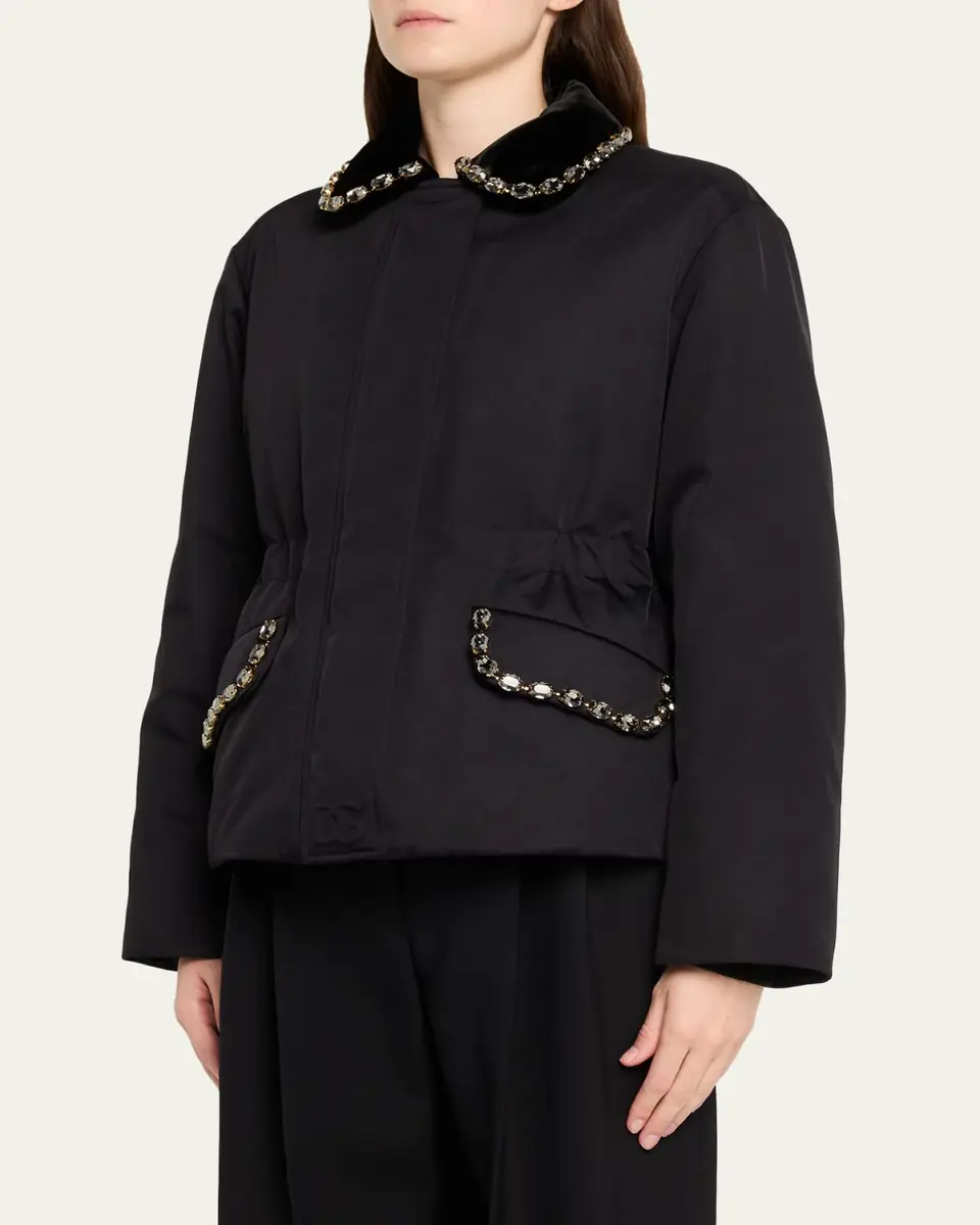 Dolce & Gabbana Crystal Velvet-Collar Nylon Barn Jacket | Thumbnail 4