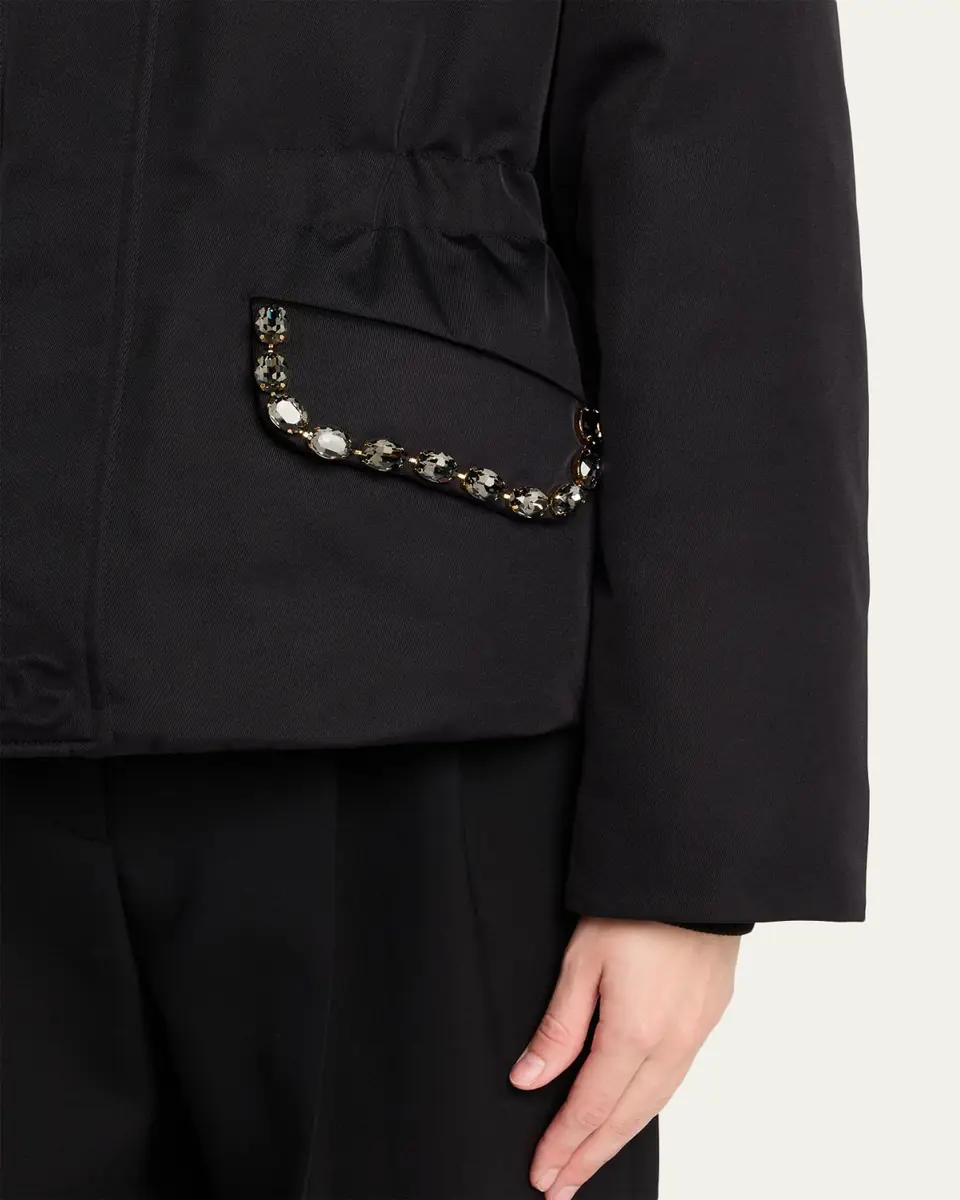 Dolce & Gabbana Crystal Velvet-Collar Nylon Barn Jacket | Thumbnail 5